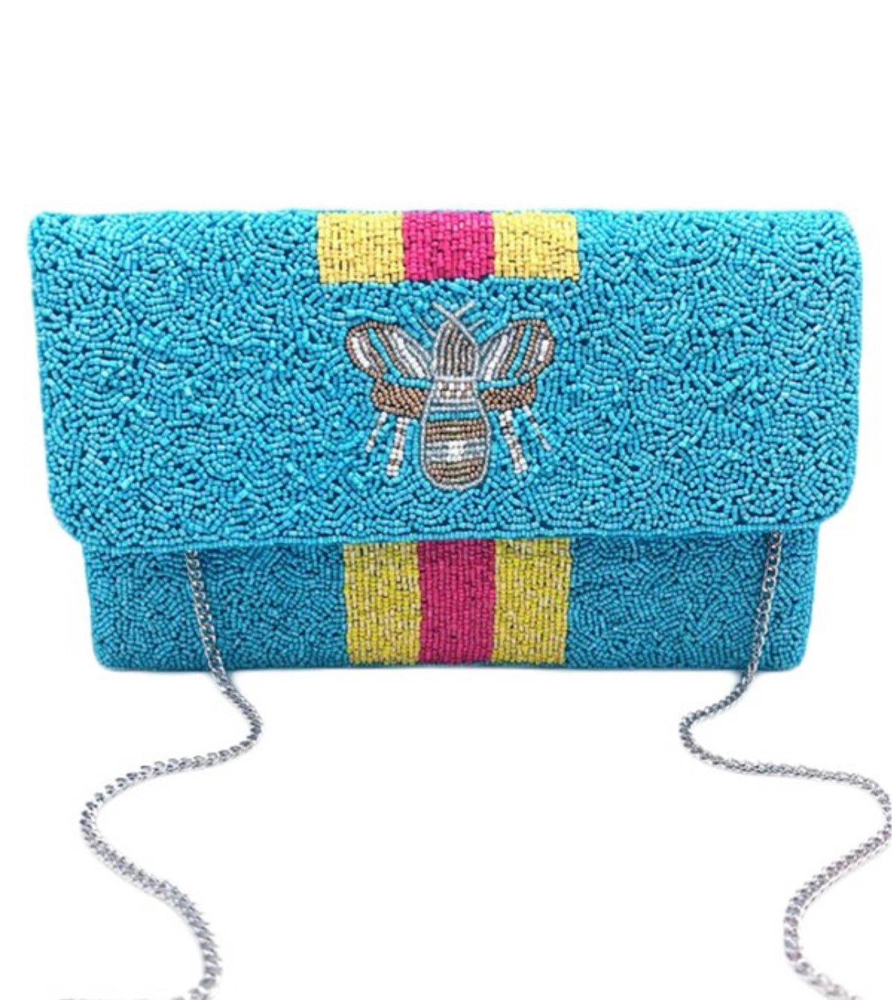 Blue beaded clutch online